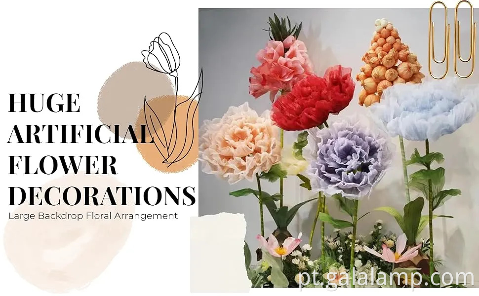 Decoração floral de peônia rosa encantadora com luz para eventos